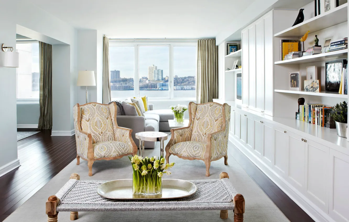 Photo wallpaper design, style, room, interior, New York, USA, Manhattan, living room