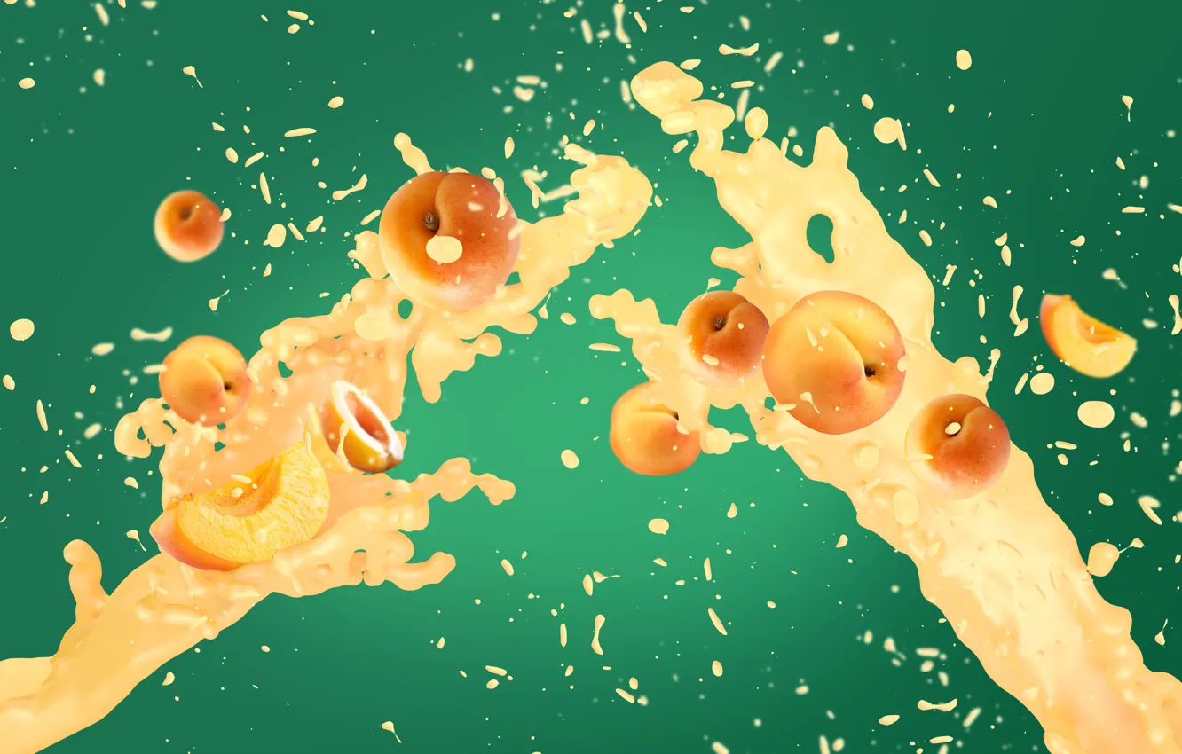 Photo wallpaper squirt, food, splash, milk, apricots