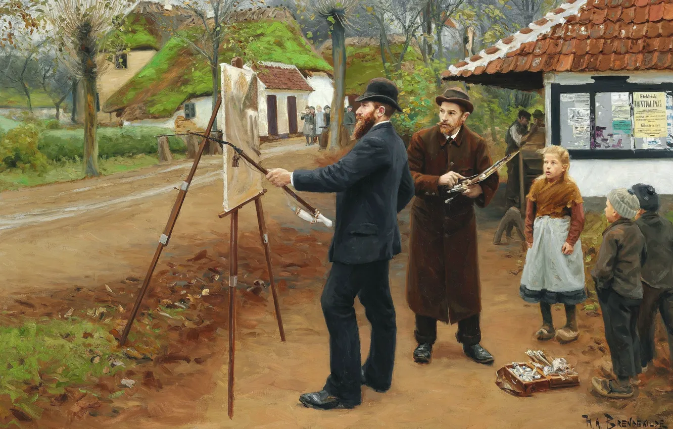 Photo wallpaper 1893, Danish painter, Danish realist painter, Hans Andersen Brendekilde, Hans Andersen Brendekilde, The artist Lauritz …