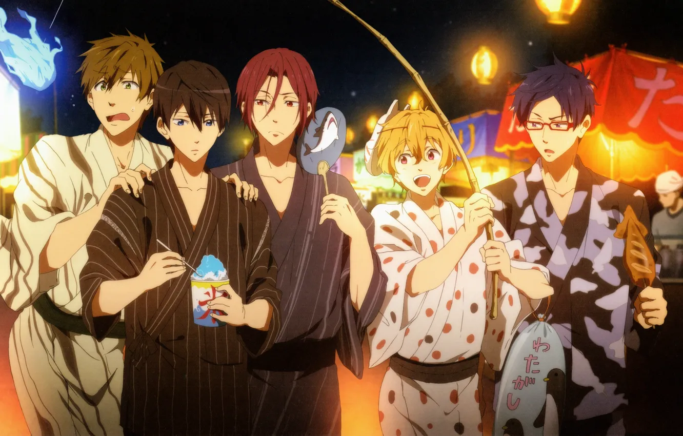 Photo wallpaper Nanase Haruka (Free!), Matsuoka Rin, Hazuki Nagisa, Ryugazaki Rei, Tachibana Makoto, Kyoto Animation, Free!
