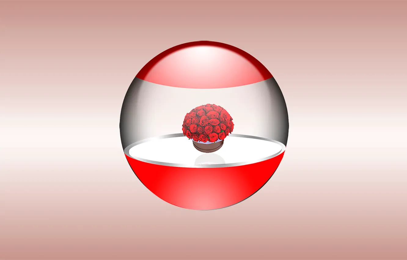 Photo wallpaper glass, red, balls, roses