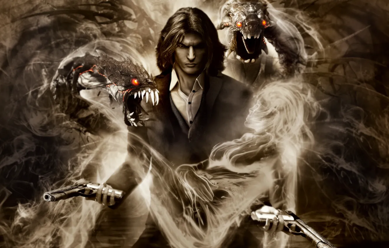 Photo wallpaper gun, darkness, shower, Jenny, The Darkness 2, Jackie Estacado, Jackie Estacado, Jenny Romano