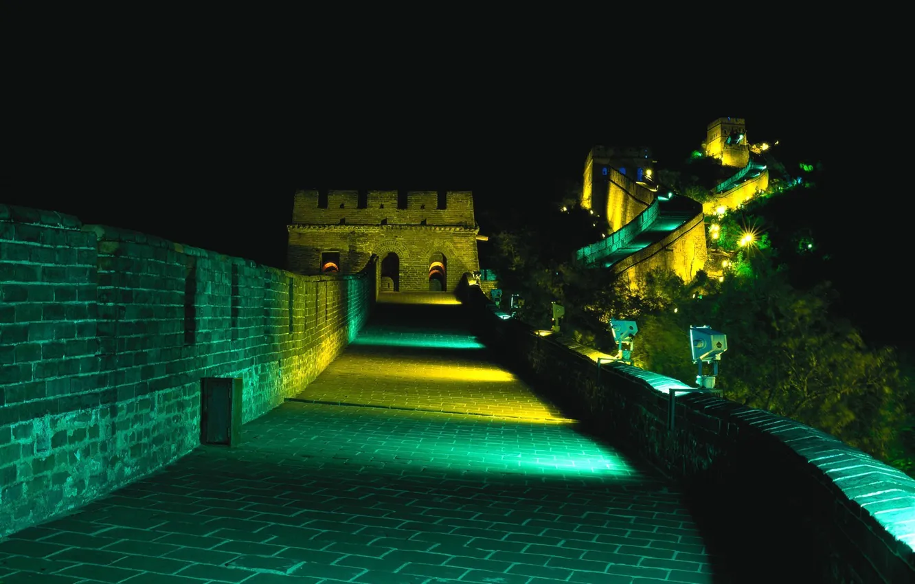 Photo wallpaper Night, Backlight, The Great Wall Of China