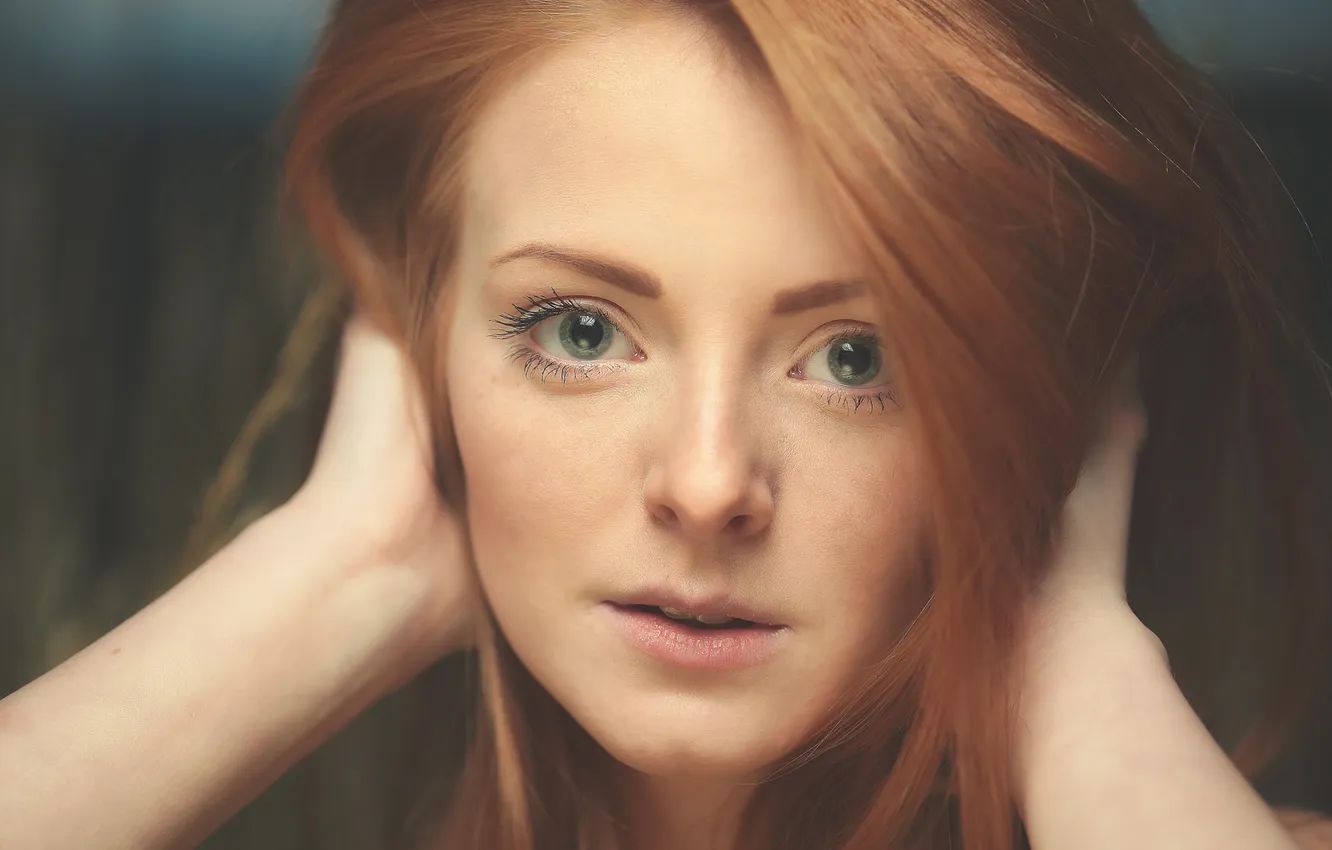 Photo wallpaper look, girl, eyelashes, red, cilia