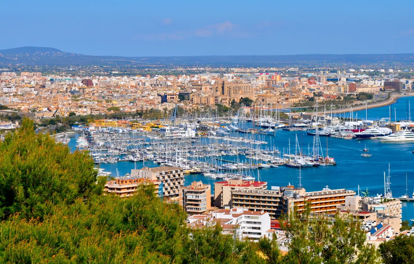 Photo wallpaper the city, photo, home, Spain, Balearic Islands, Mallorca