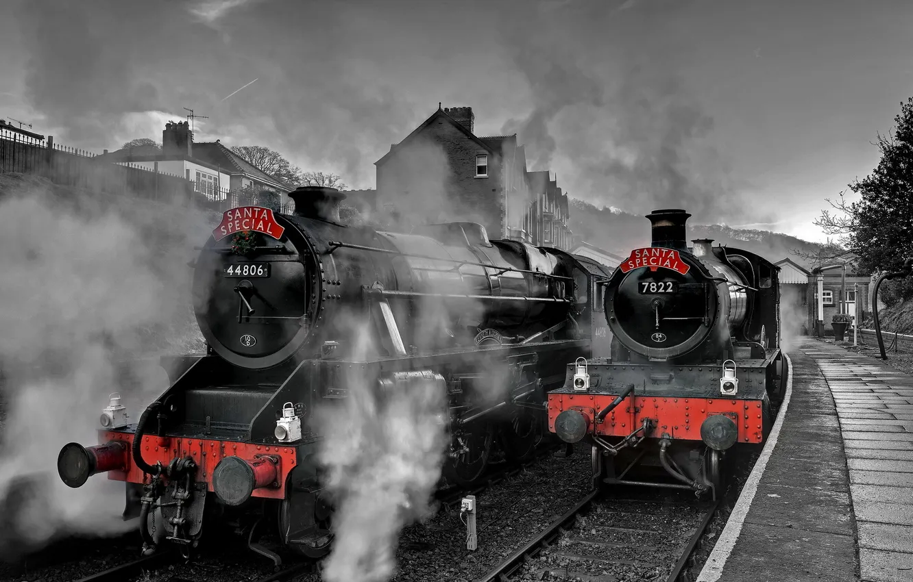 Photo wallpaper road, the engine, station