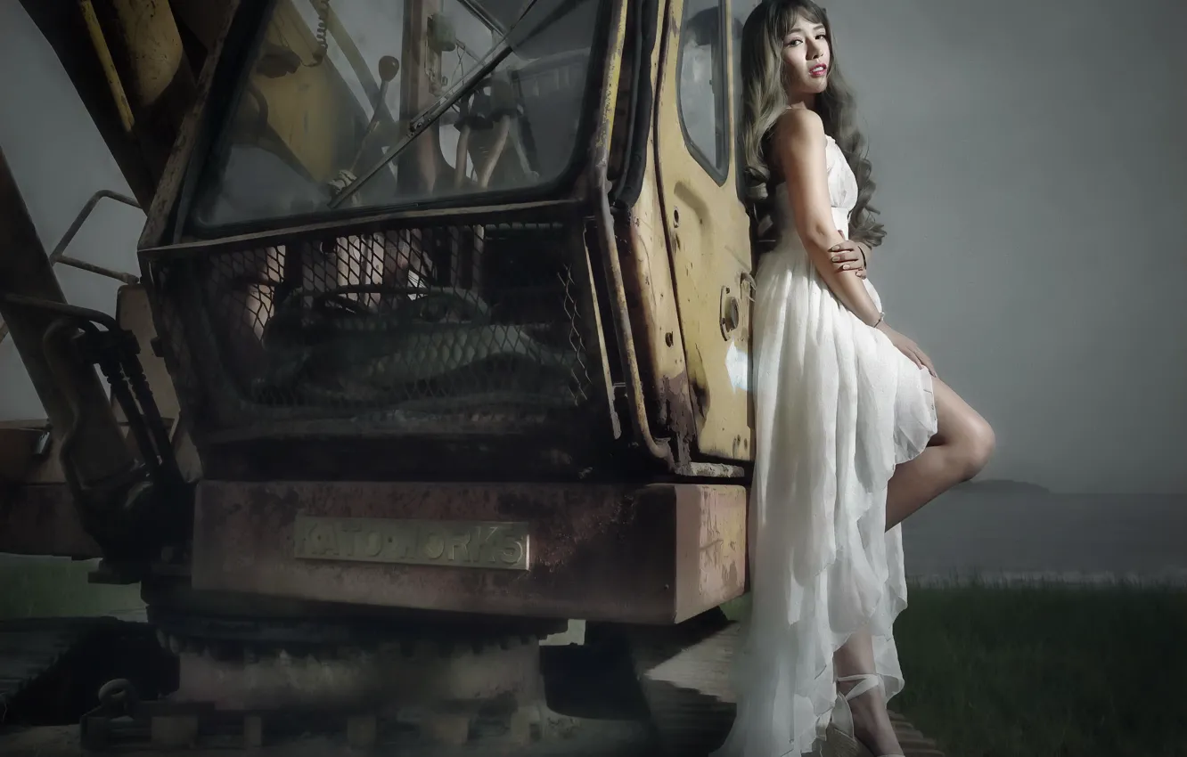 Photo wallpaper girl, background, Asian