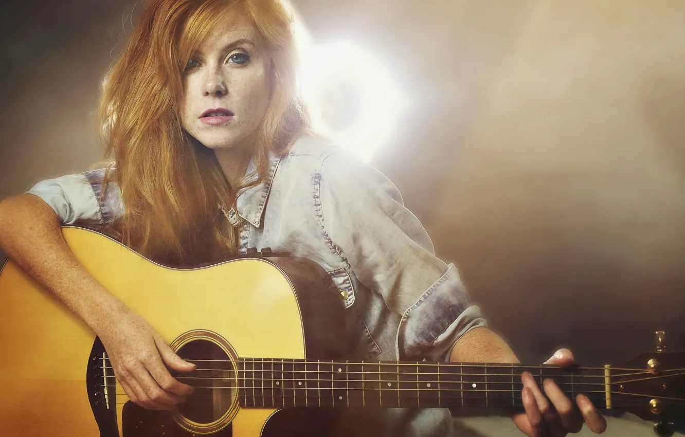Photo wallpaper girl, music, guitar