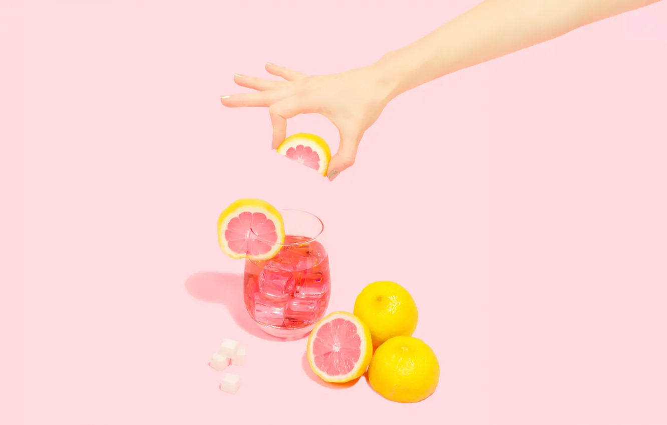 Photo wallpaper glass, cocktail, grapefruit