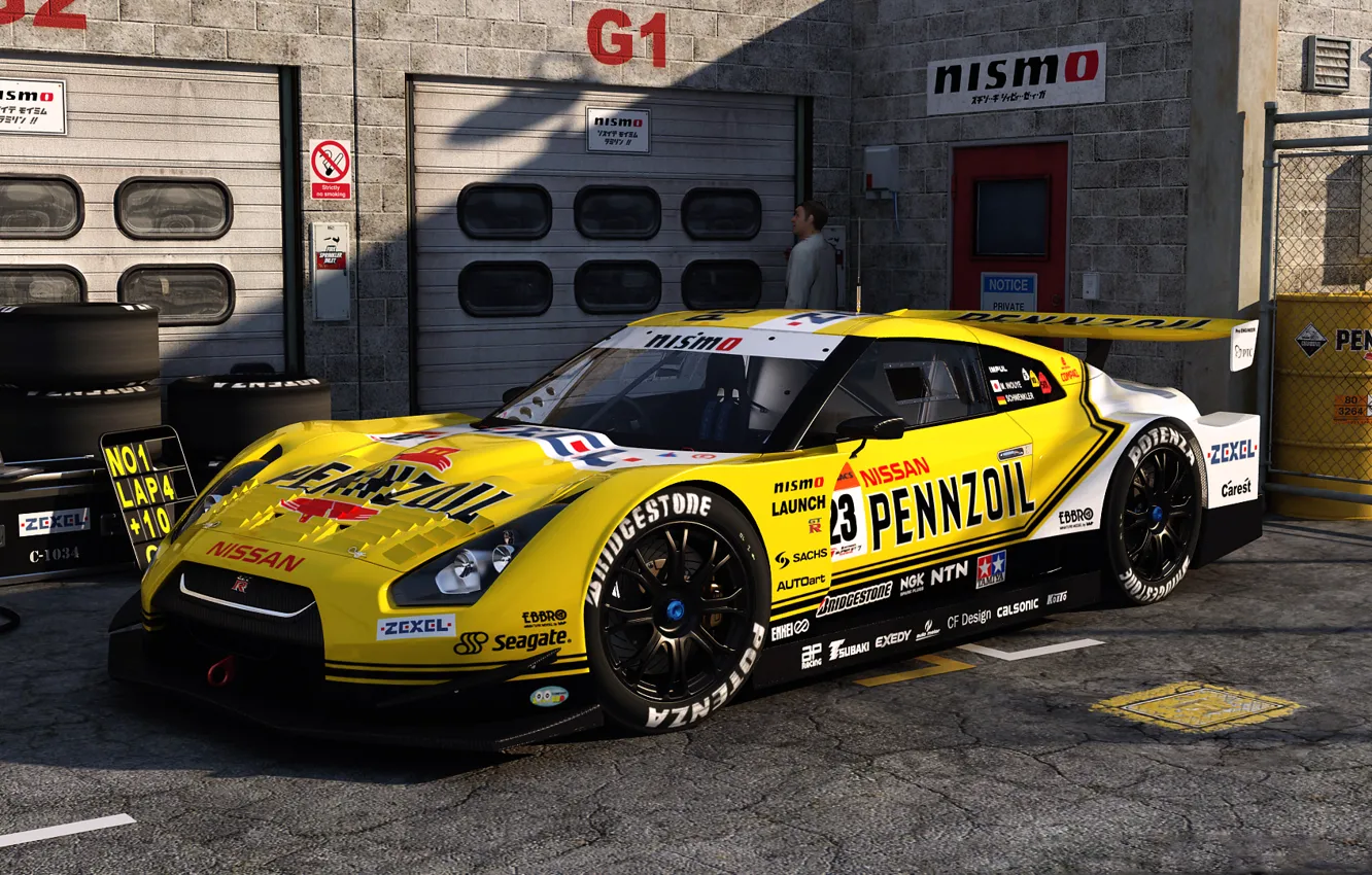 Photo wallpaper machine, art, GTR, Nissan, dangeruss, SuperGT, Pennzoil