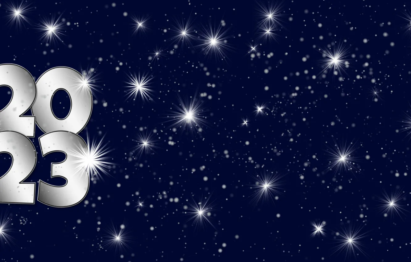 Photo wallpaper the sky, stars, snow, night, lights, new year, figures, banner