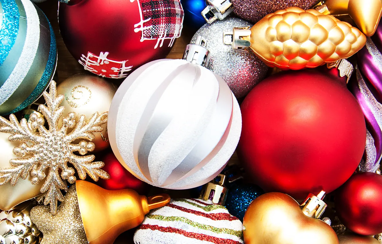 Photo wallpaper decoration, balls, new year, colorful, Christmas, Christmas, balls, decoration
