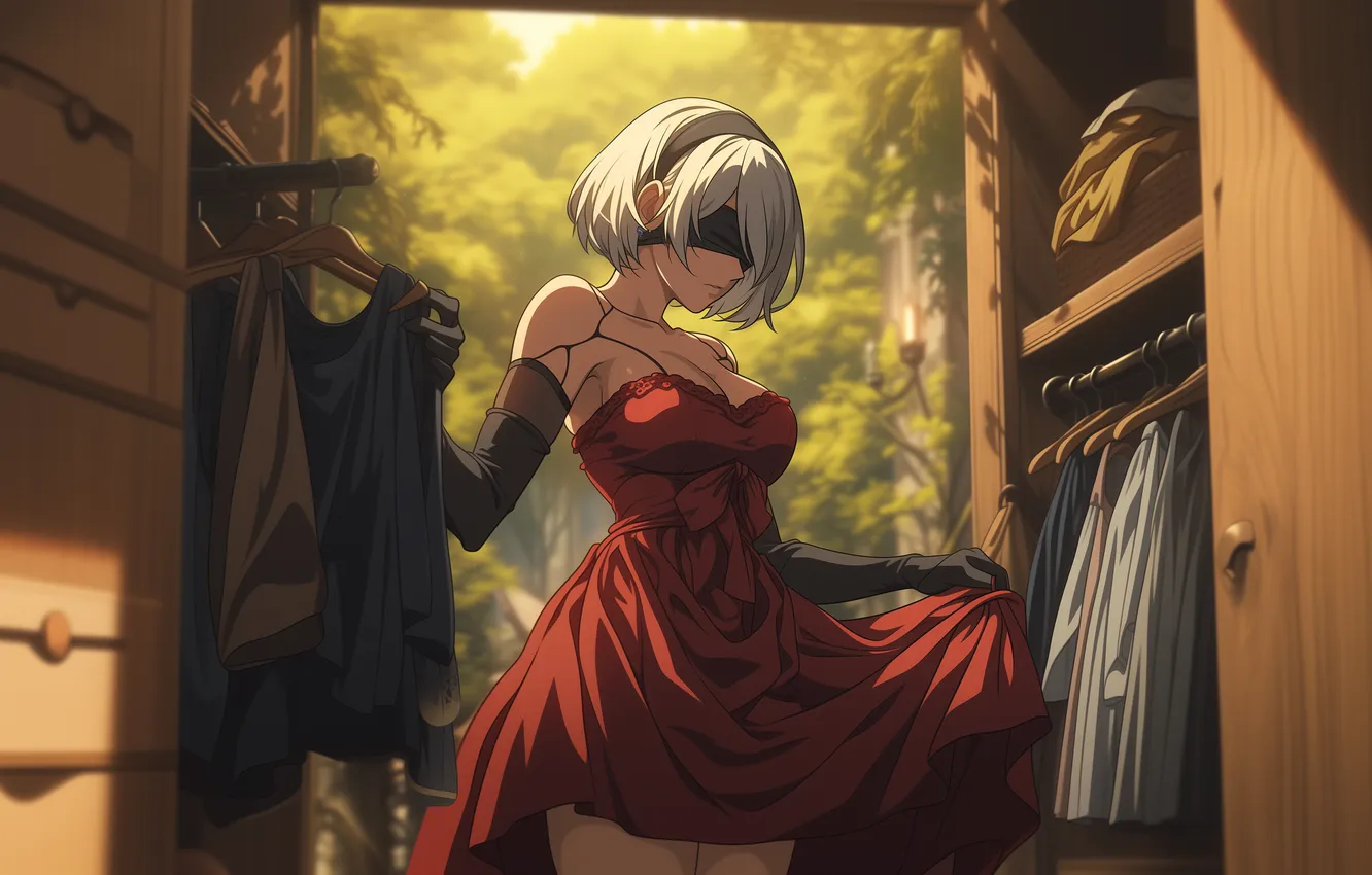 Photo wallpaper nier, Nier Automata, 2B (Nier Automata), AI Art