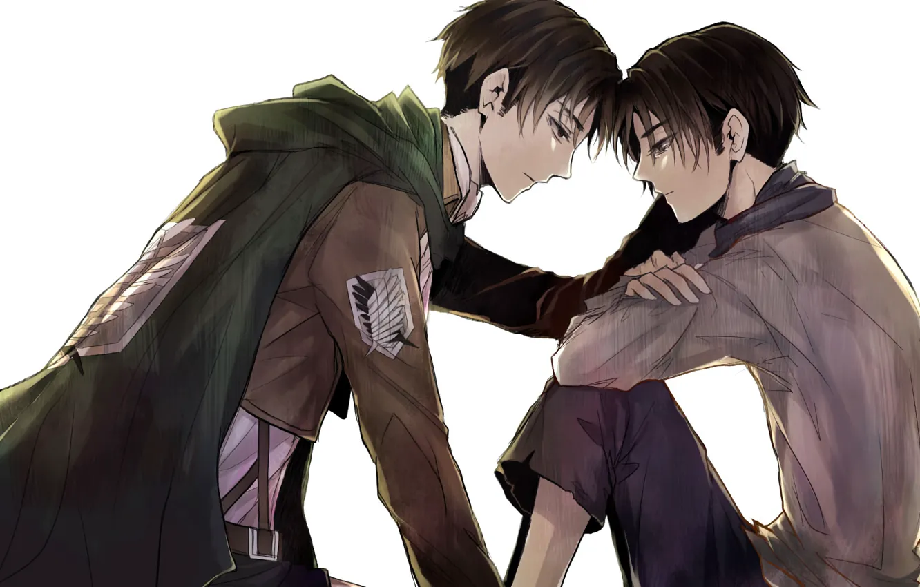 Photo wallpaper anime, art, guy, two, Shingeki no Kyojin, Attack Of The Titans, Levi