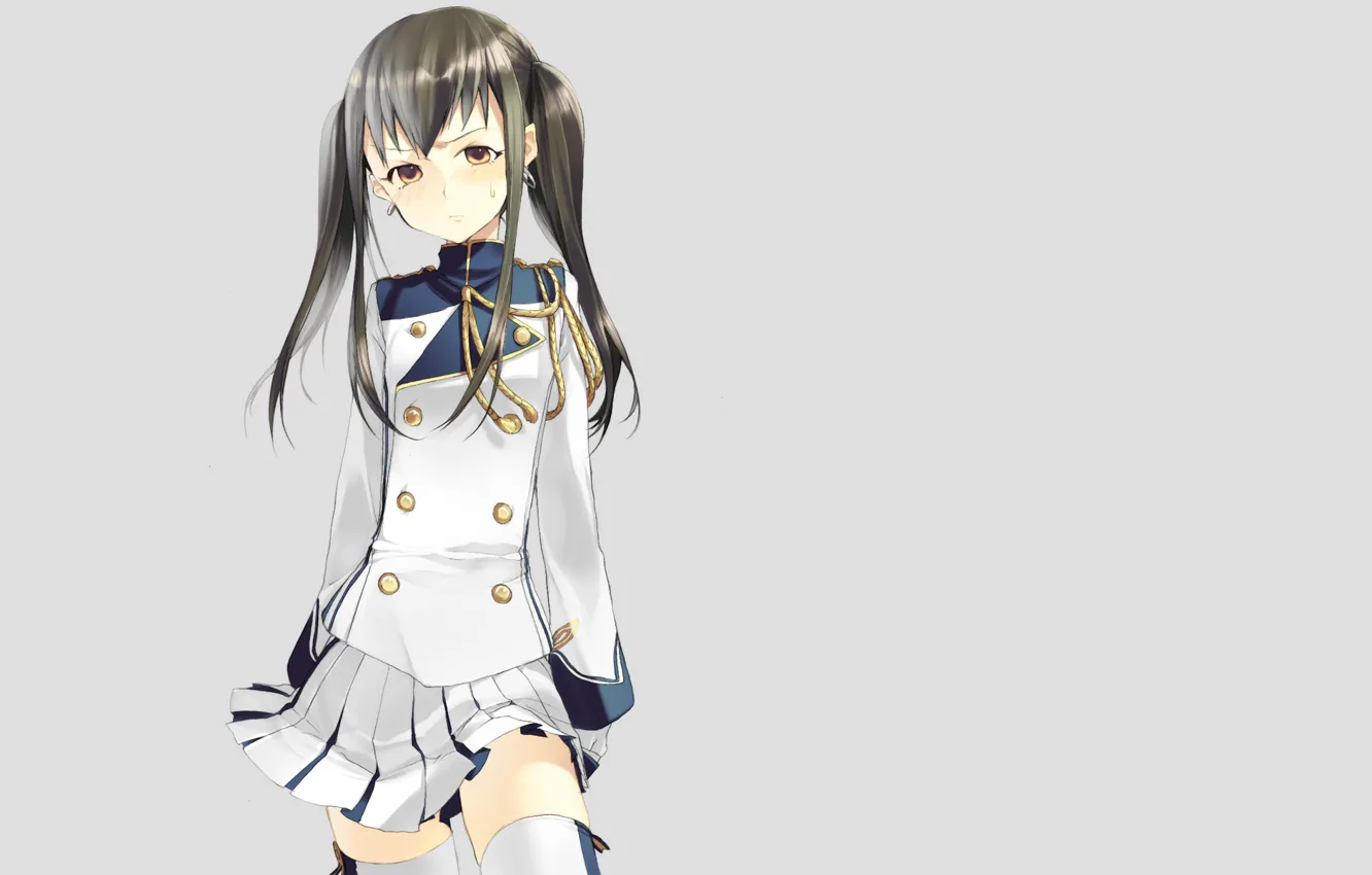 Photo wallpaper look, girl, minimalism, uniform, simple background