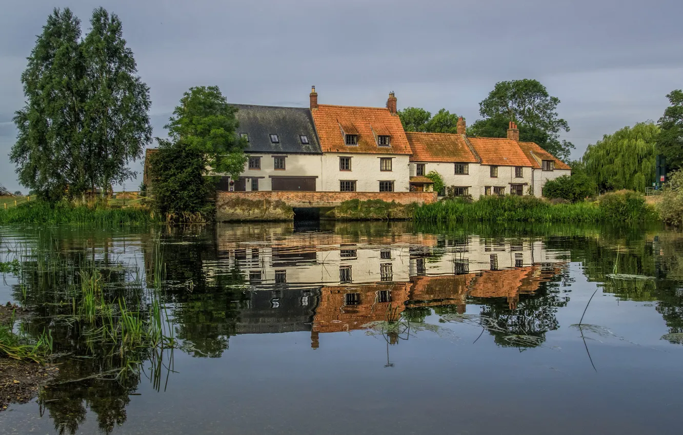 Photo wallpaper England, home, mill, Northamptonshire, river Nene, Hardwater Mill