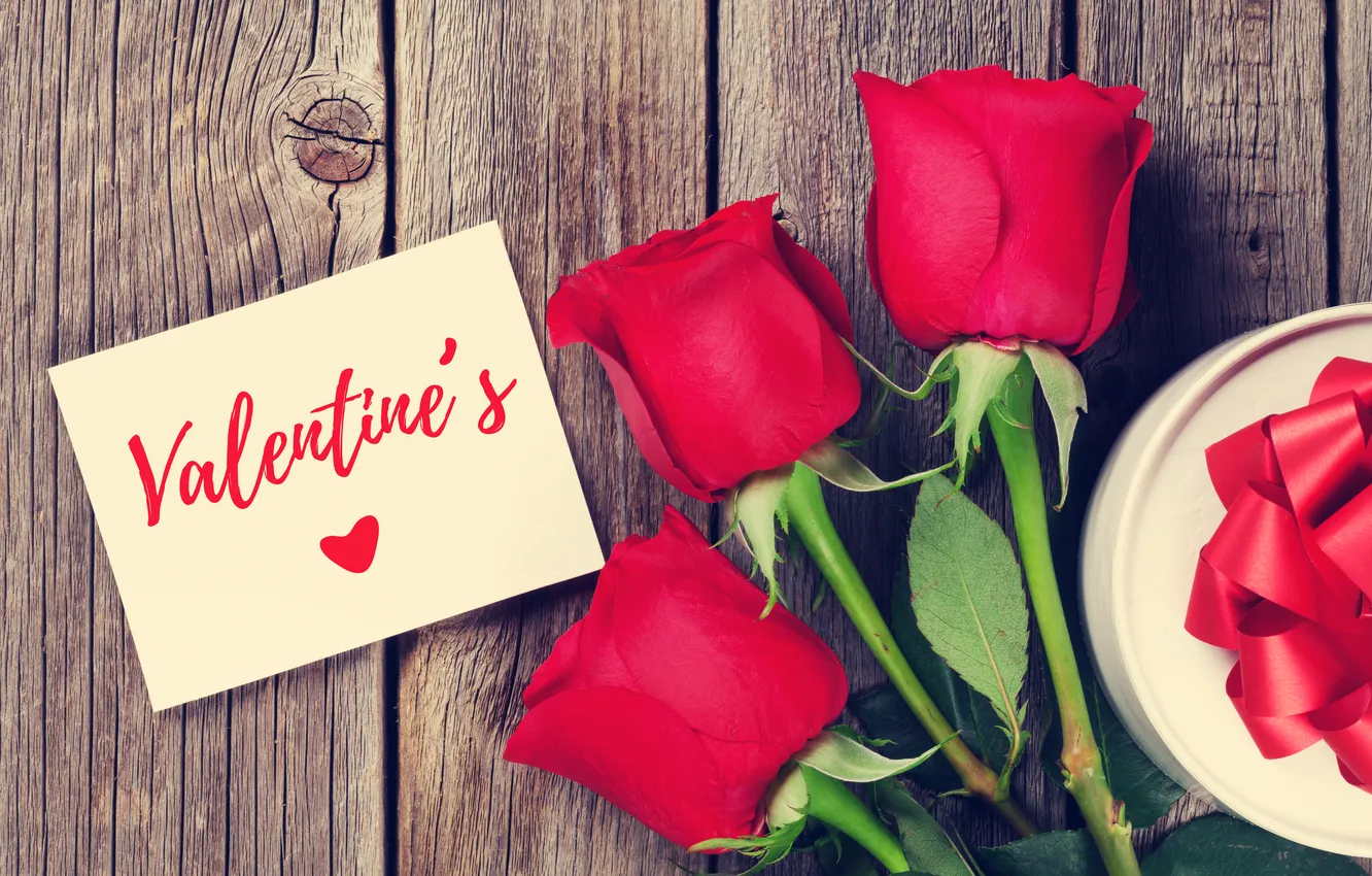 Photo wallpaper love, flowers, gift, romance, roses, love, Valentine's day, wood