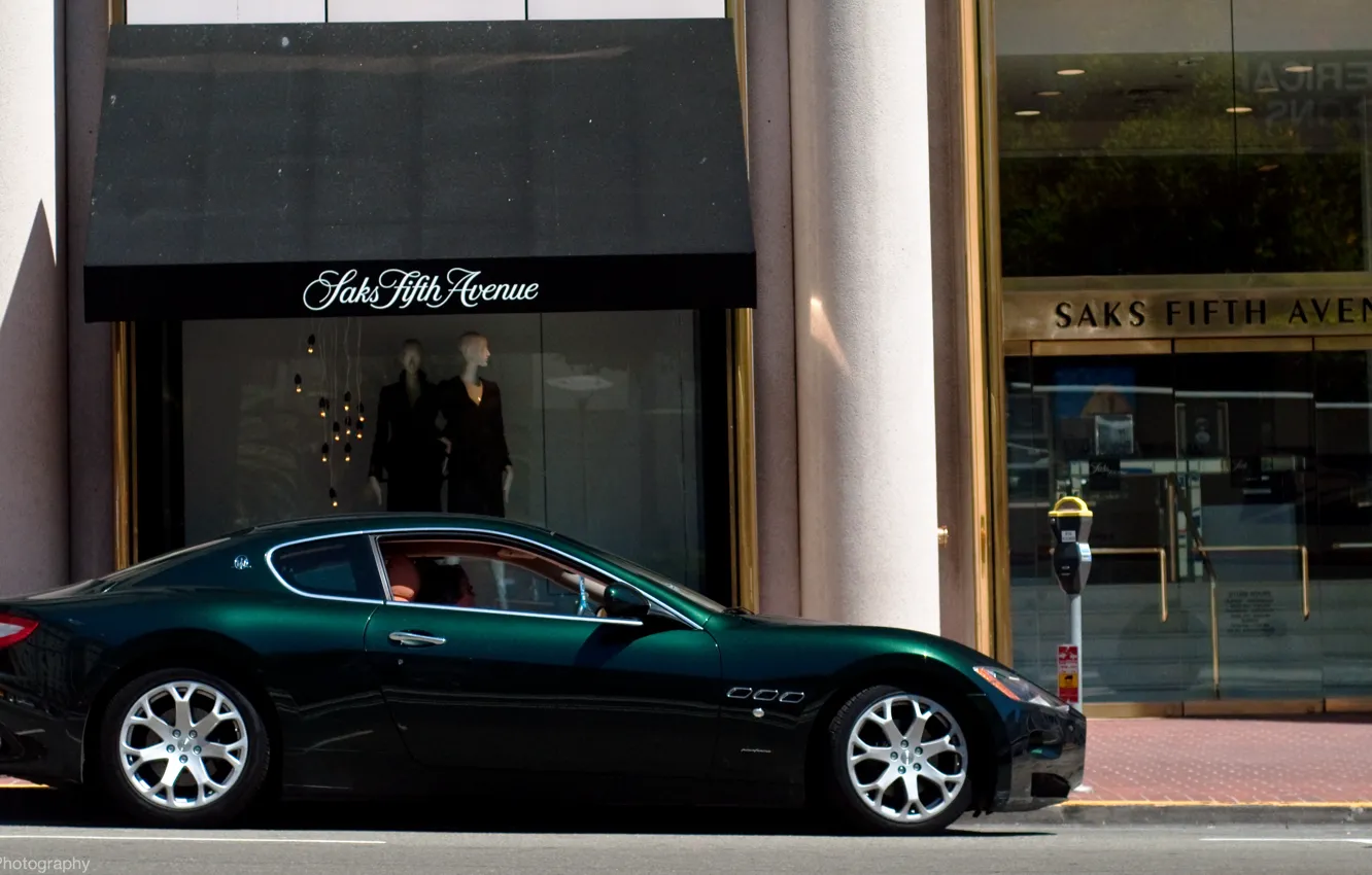 Photo wallpaper green, Maserati, green, shop, Maserati