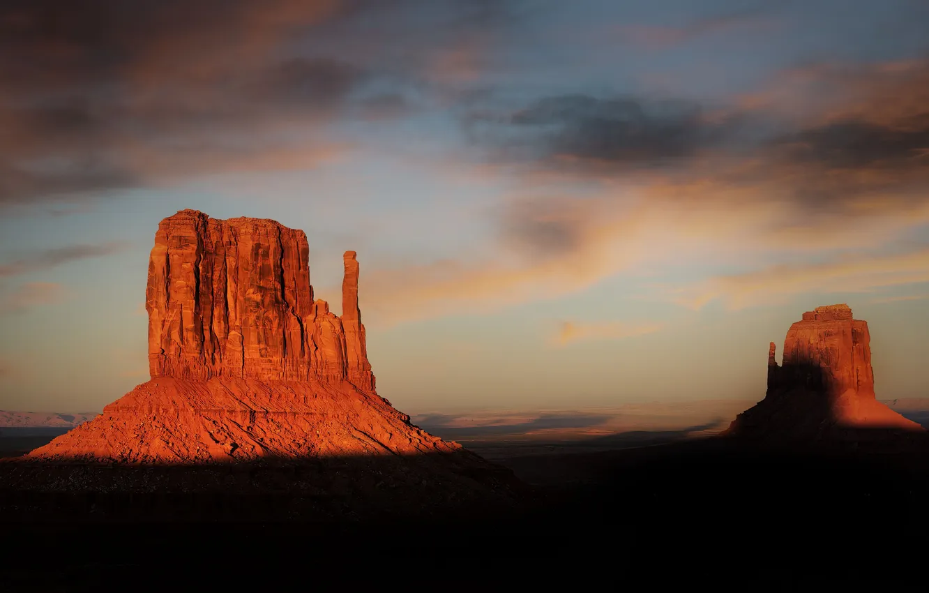 Photo wallpaper sky, nature, mountains, clouds, rocks, shadows