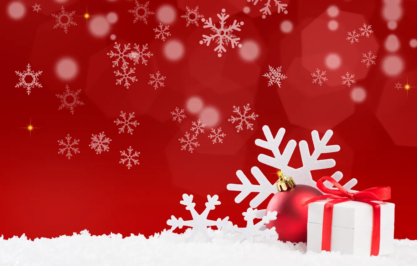 Photo wallpaper ball, Christmas, gifts, New year, Christmas, snowflake, Photos, vectors