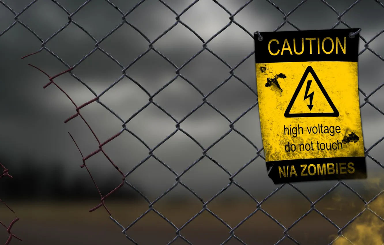 Photo wallpaper the fence, zombies, iron