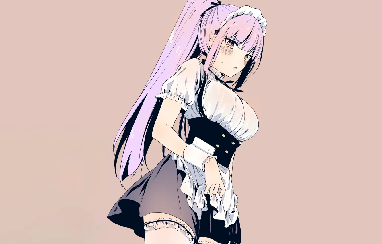 Photo wallpaper girl, sexy, thighhighs, pink hair, long hair, boobs, anime, beautiful