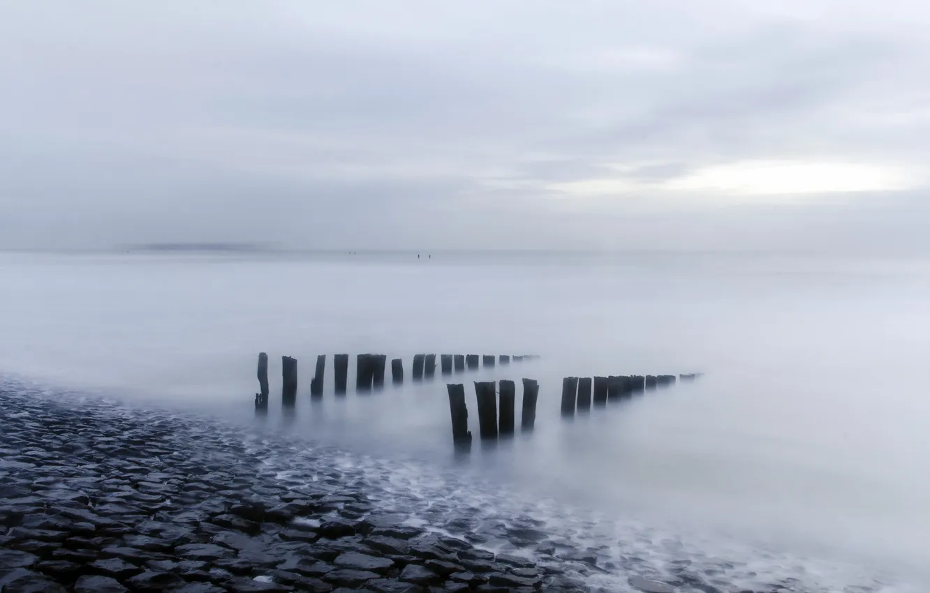 Photo wallpaper sea, landscape, fog