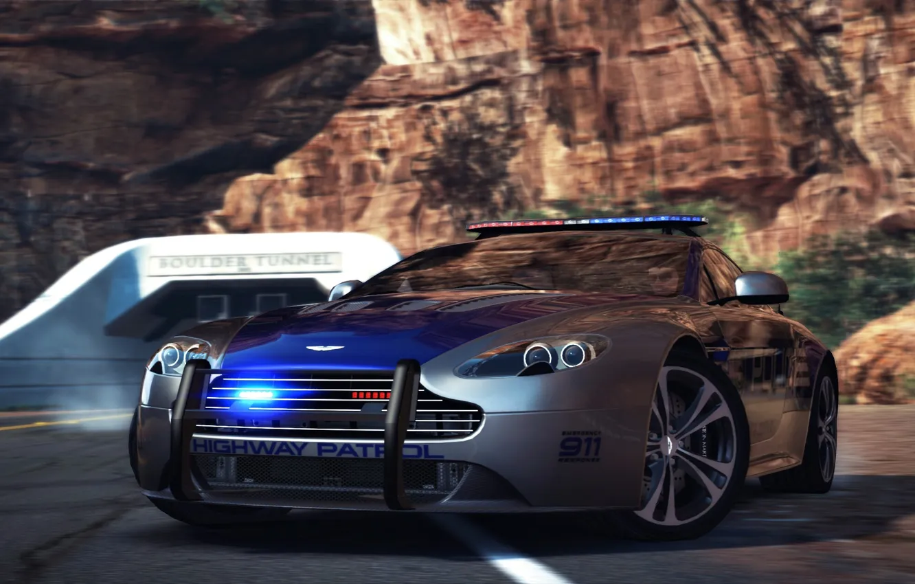 Photo wallpaper road, Aston Martin, police, Need for Speed, Hot Pursuit