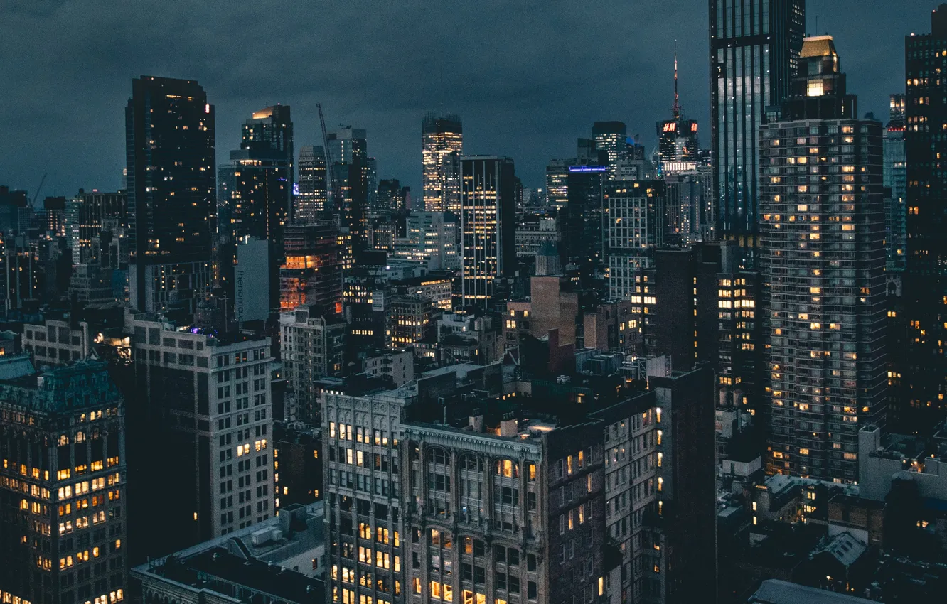 Photo wallpaper the sky, night, the city, building, home, New York, USA, USA