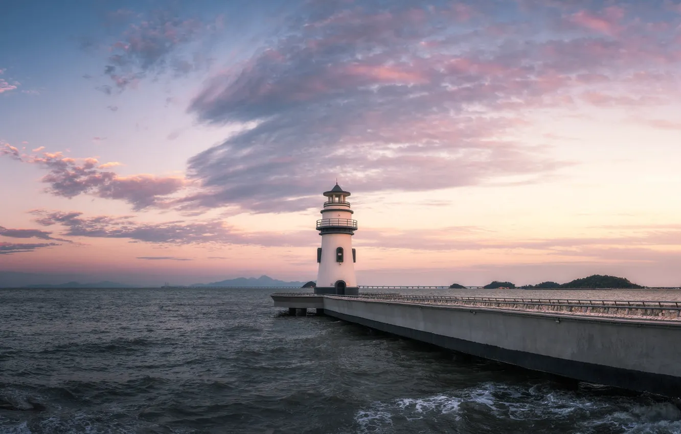 Photo wallpaper sea, lighthouse, pierce