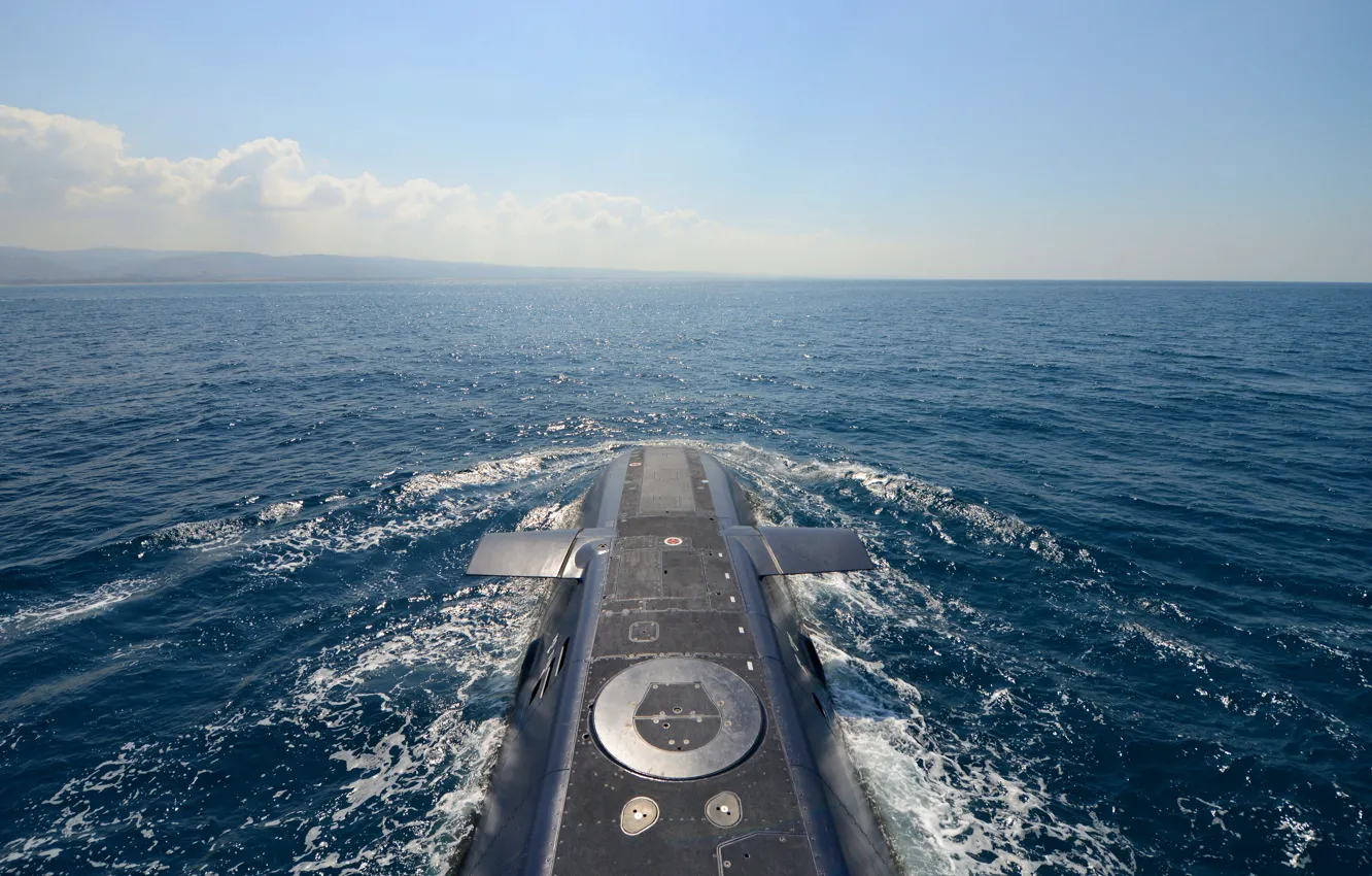 Photo wallpaper sea, submarine, the course, surface