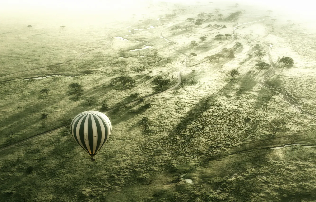 Photo wallpaper flight, balloon, Serengeti