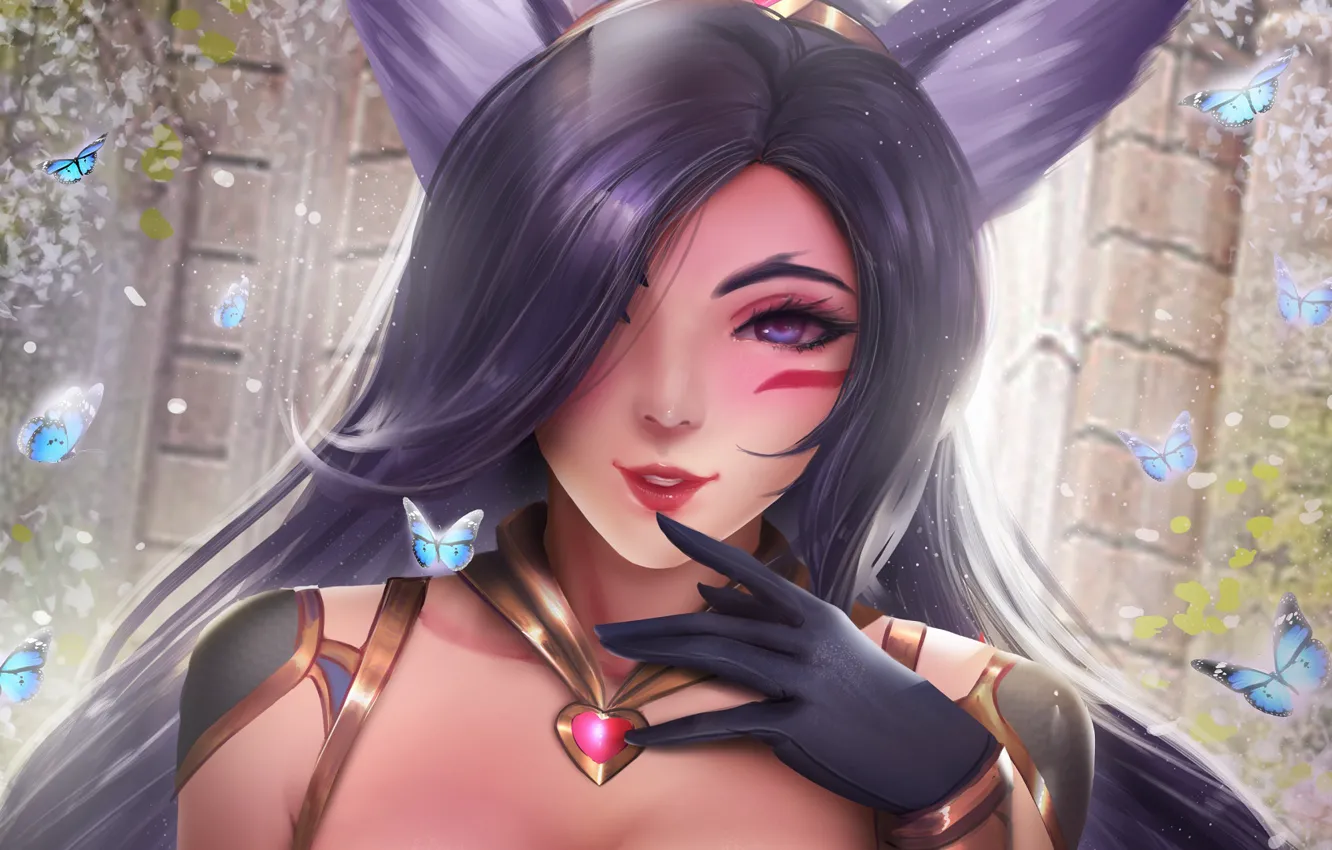 Photo wallpaper look, girl, butterfly, League of Legends, League Of Legends, Xayah