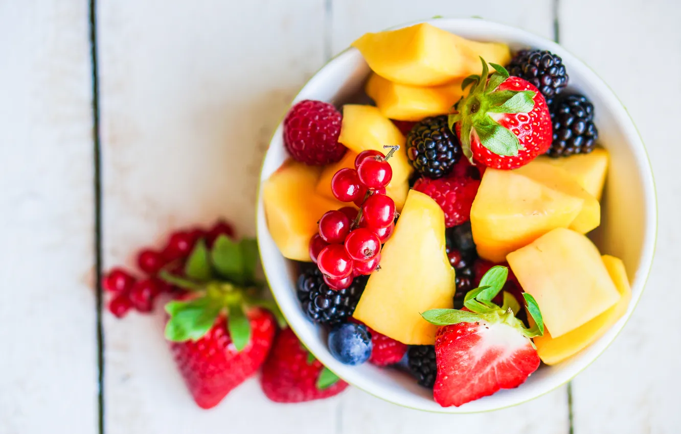 Photo wallpaper berries, fruit, fresh, dessert, fruits, dessert, berries, fruit salad