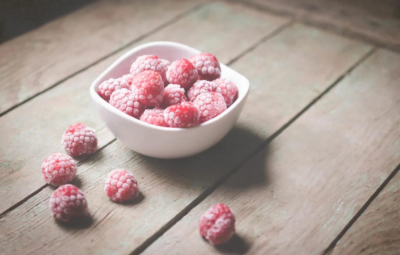 Photo wallpaper berries, raspberry, plate, bowl