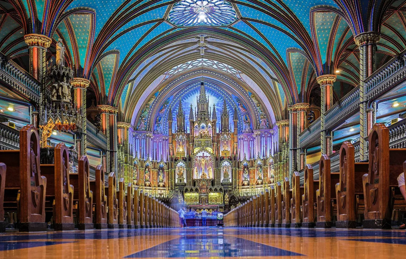 Photo wallpaper interior, Cathedral, canada, montreal, basilica