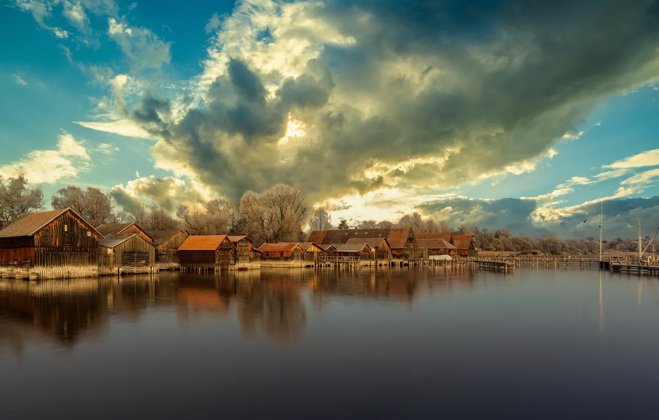 Photo wallpaper Sky, Lake, Diessen am Ammersee