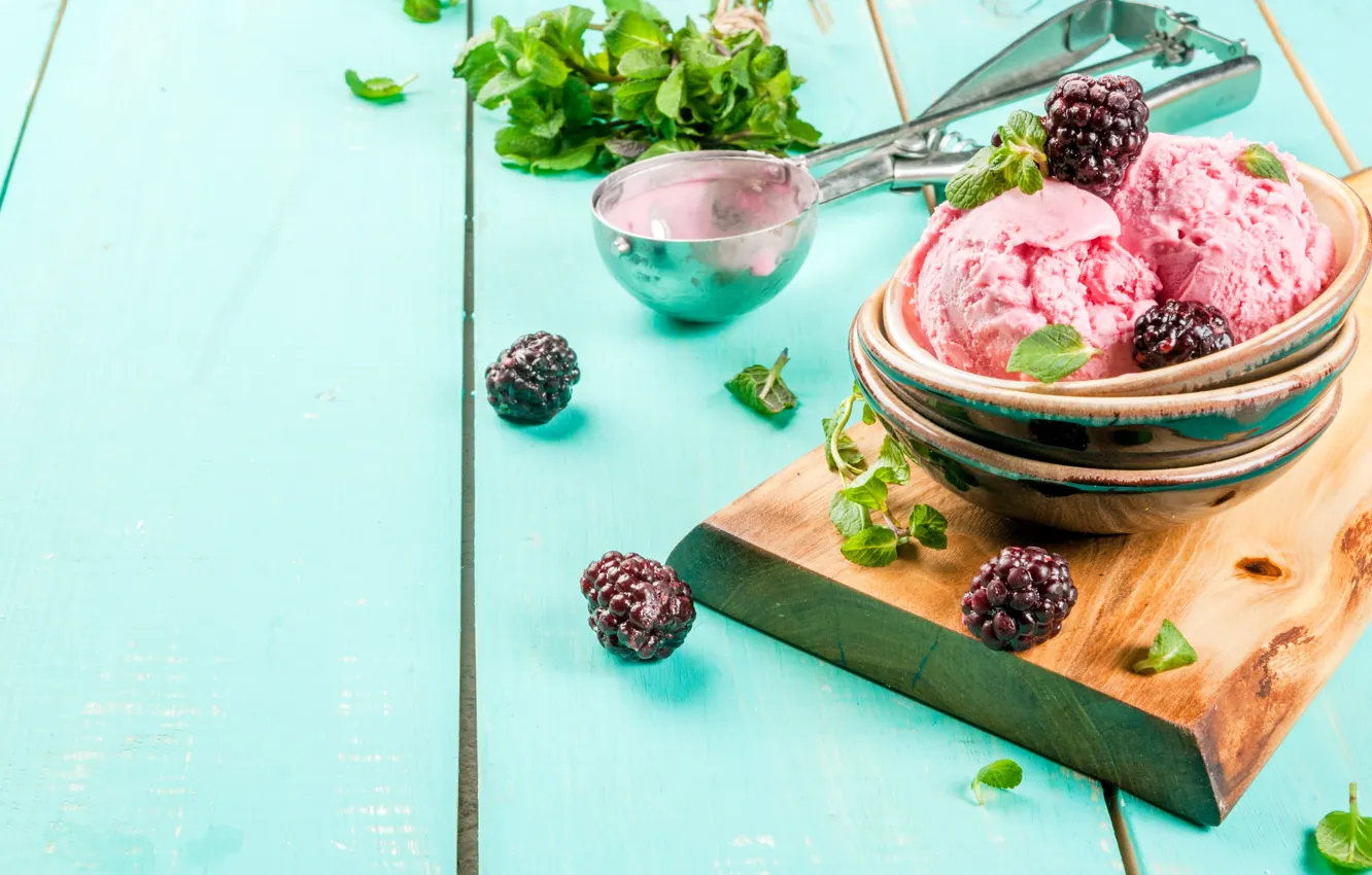Photo wallpaper ice cream, fruit, dessert, berry