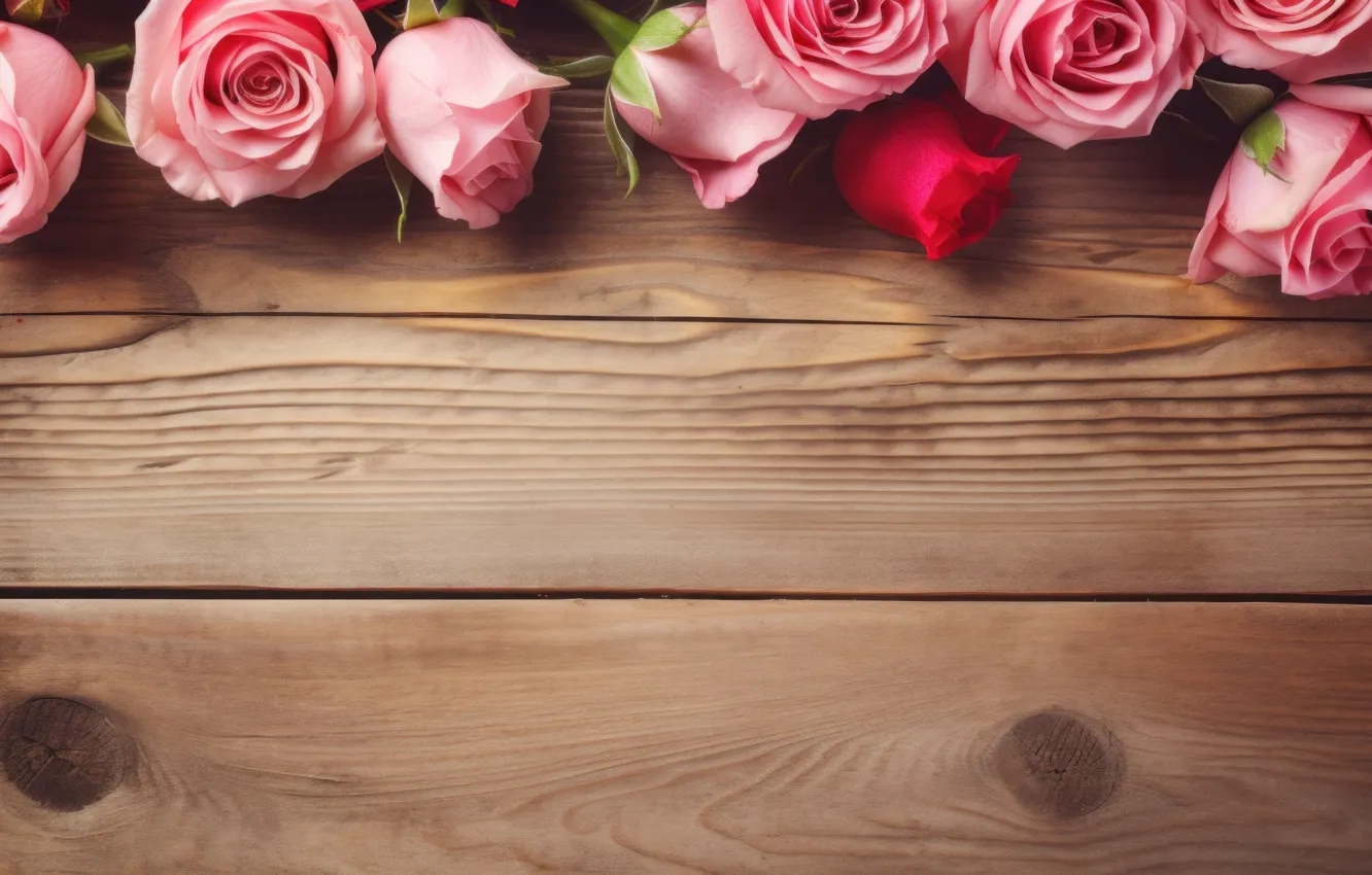Photo wallpaper flowers, Board, roses, bouquet, AI art, neural network