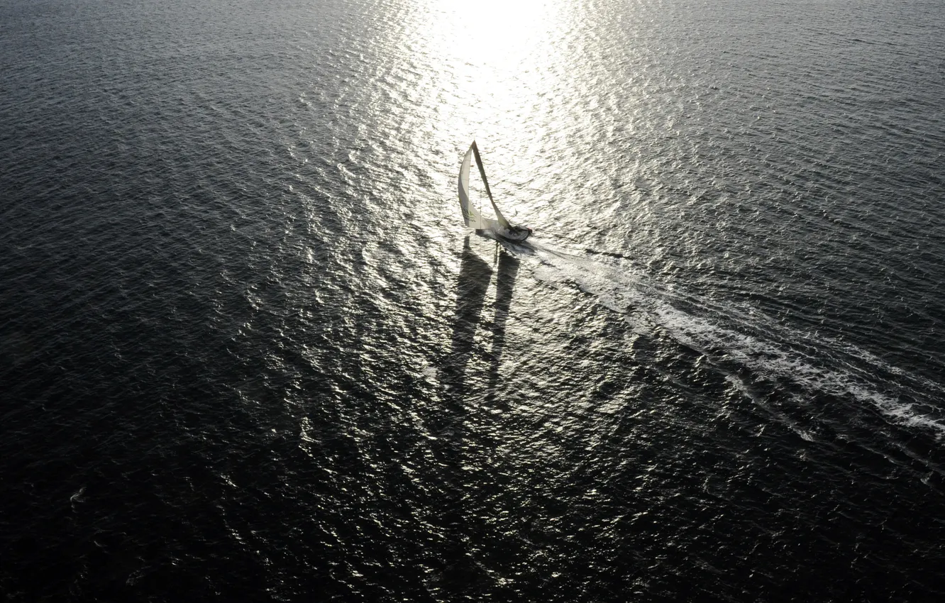 Photo wallpaper sea, reflection, the way, the wind, romance, boat, yacht, sail