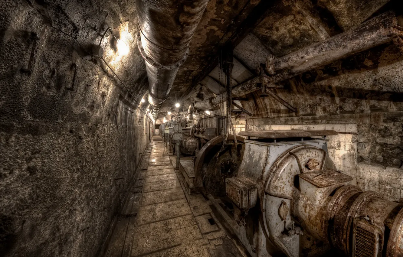 Photo wallpaper pipe, the tunnel, the basement