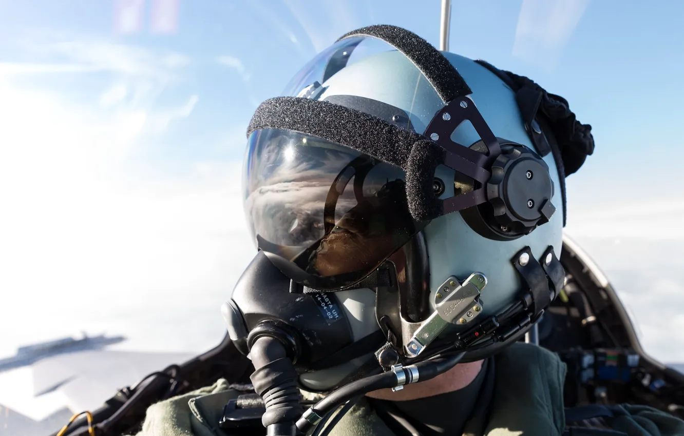 Photo wallpaper fighter, helmet, pilot