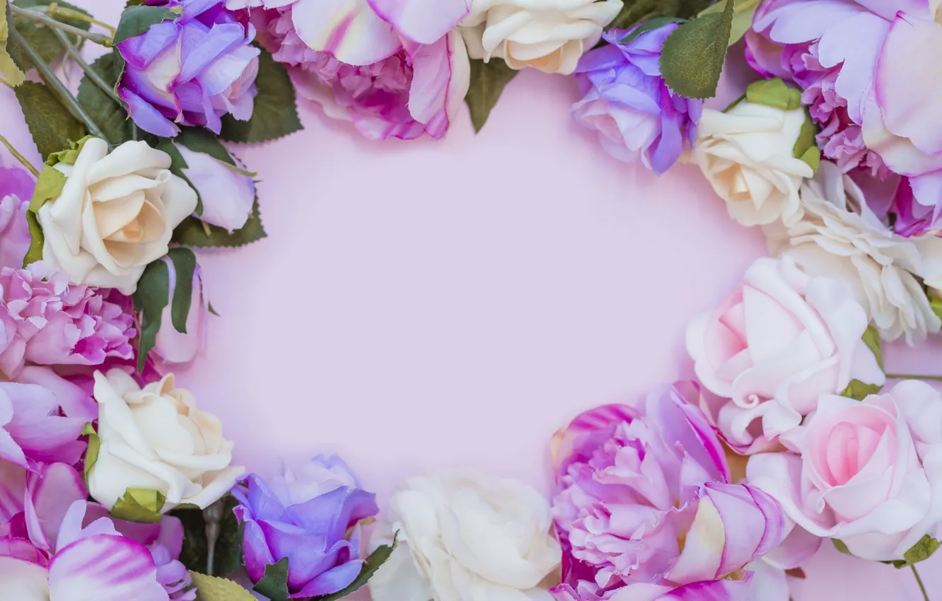 Photo wallpaper flowers, background, roses, pink, buds, pink, flowers, background