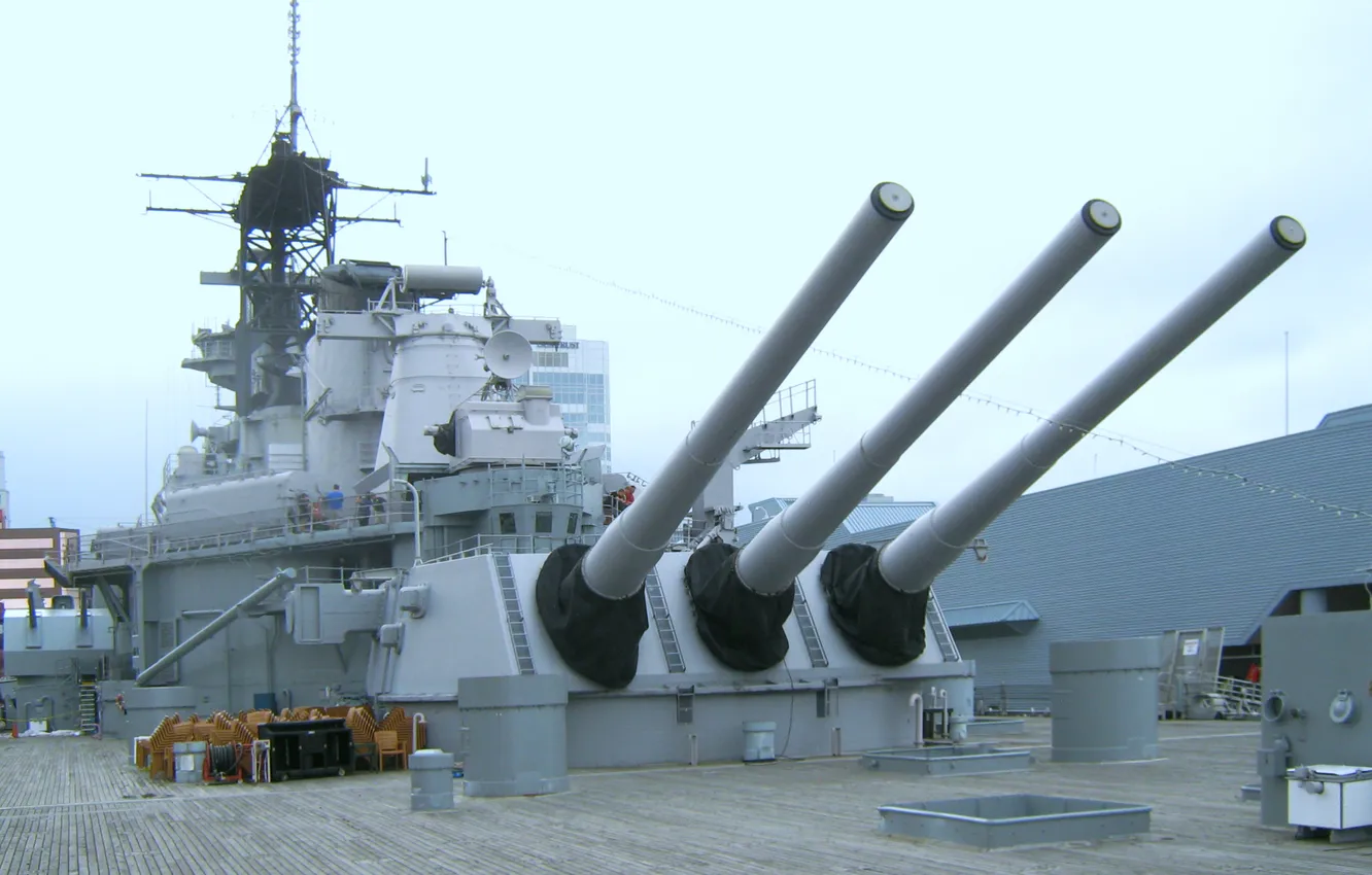 Photo wallpaper battleship, USS Iowa, museum ship