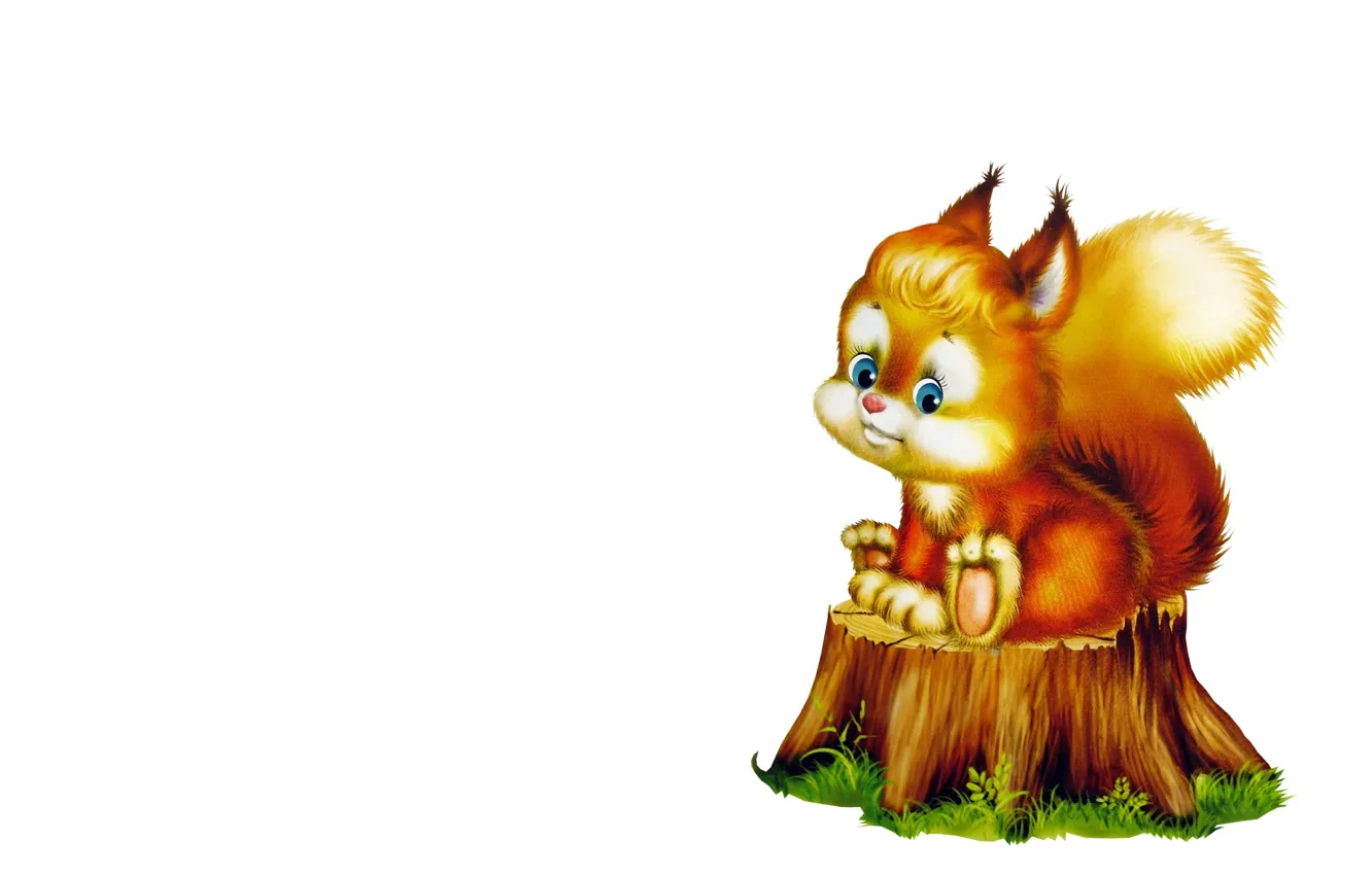 Photo wallpaper art, stump, squirrel, children's