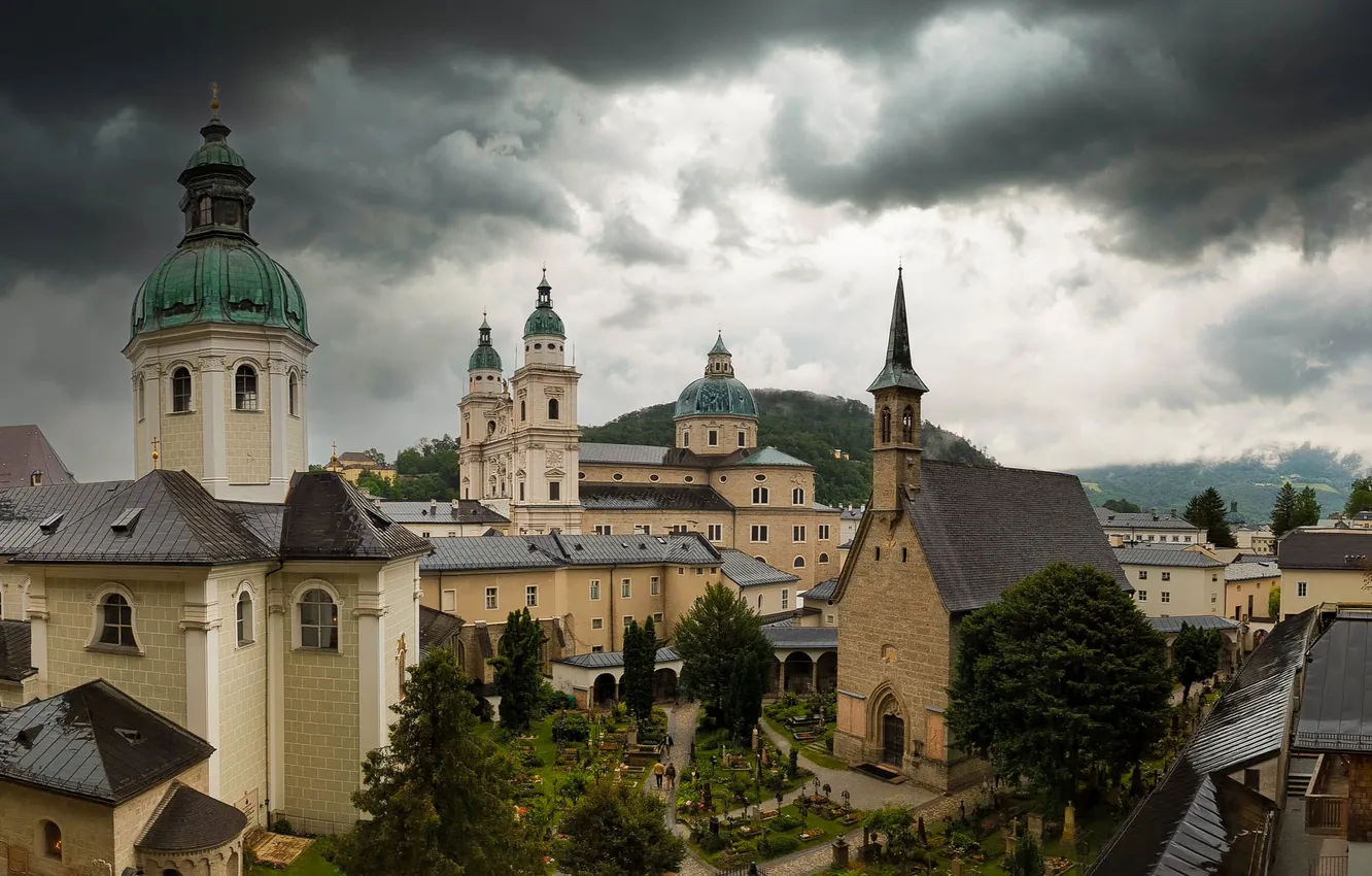 Photo wallpaper mountains, building, Austria, Church