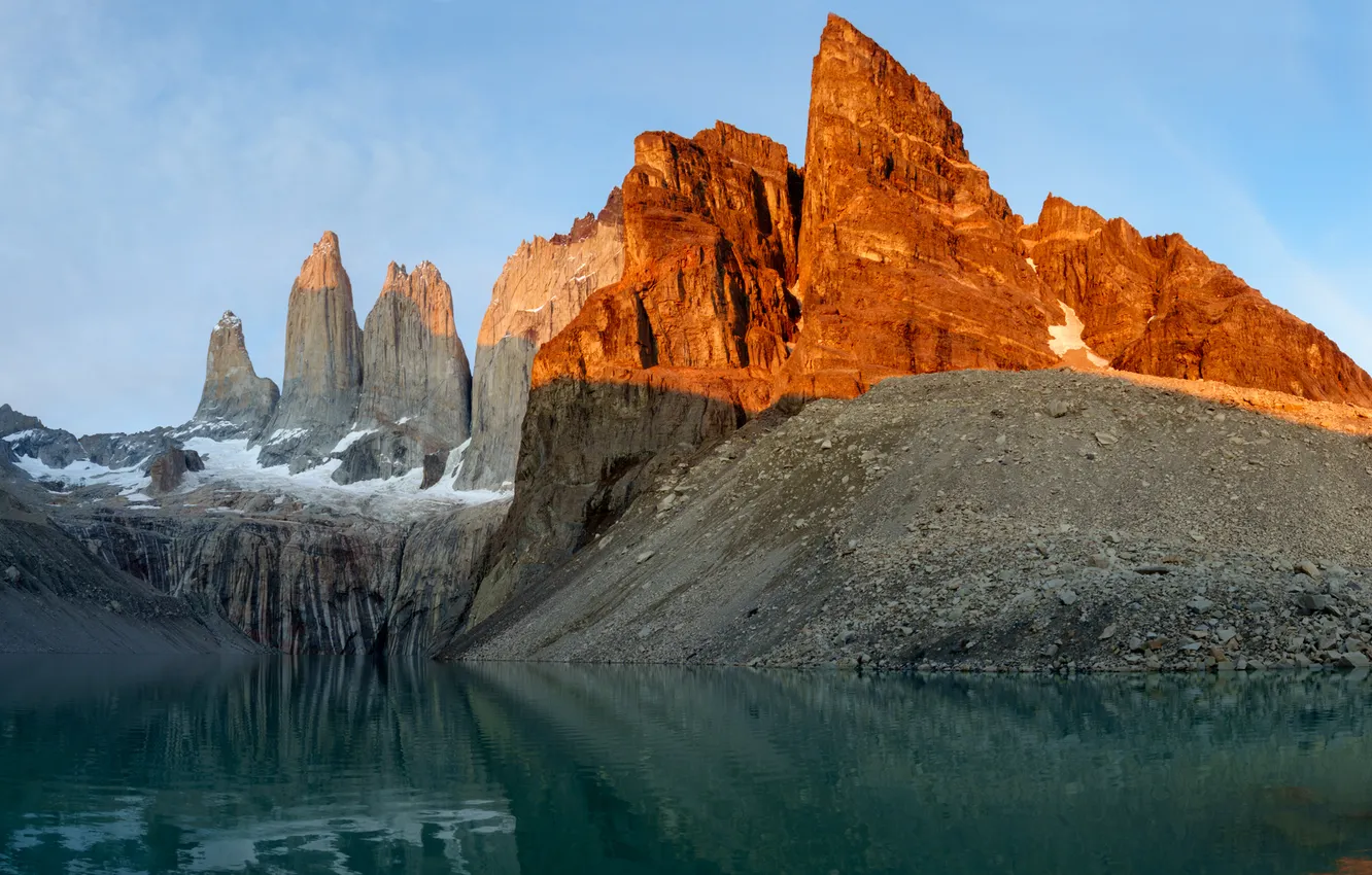 Photo wallpaper morning, Chile, torres del paine National Park. Patagonia