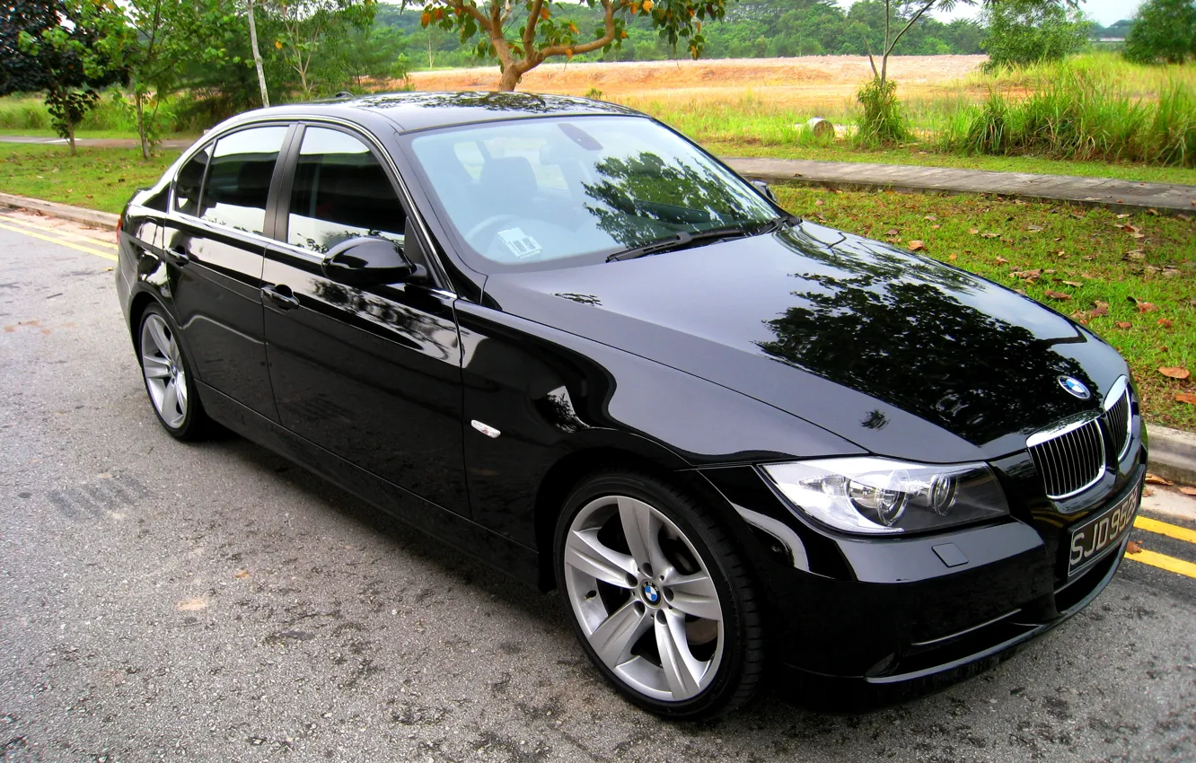 Photo wallpaper black, BMW, car, sedan, E90, 330i