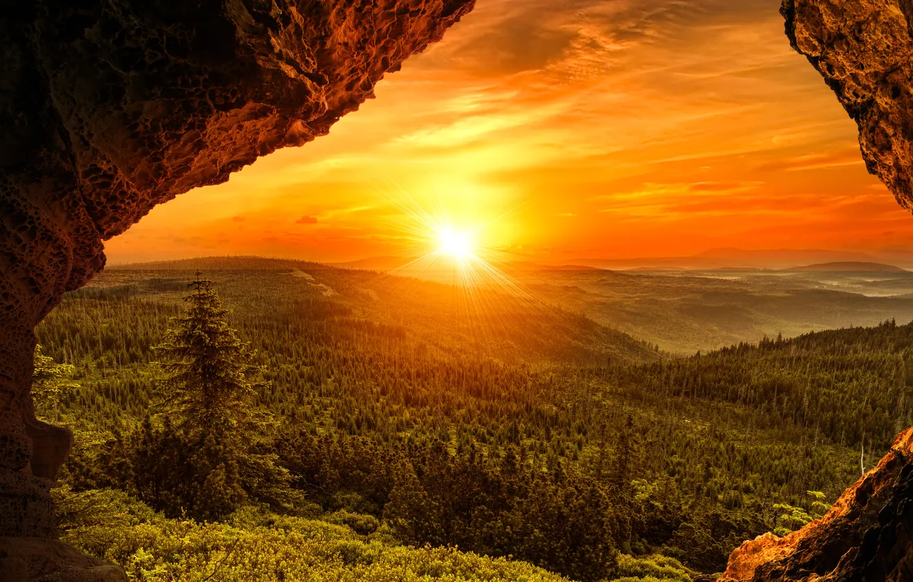 Photo wallpaper landscape, mountains, nature