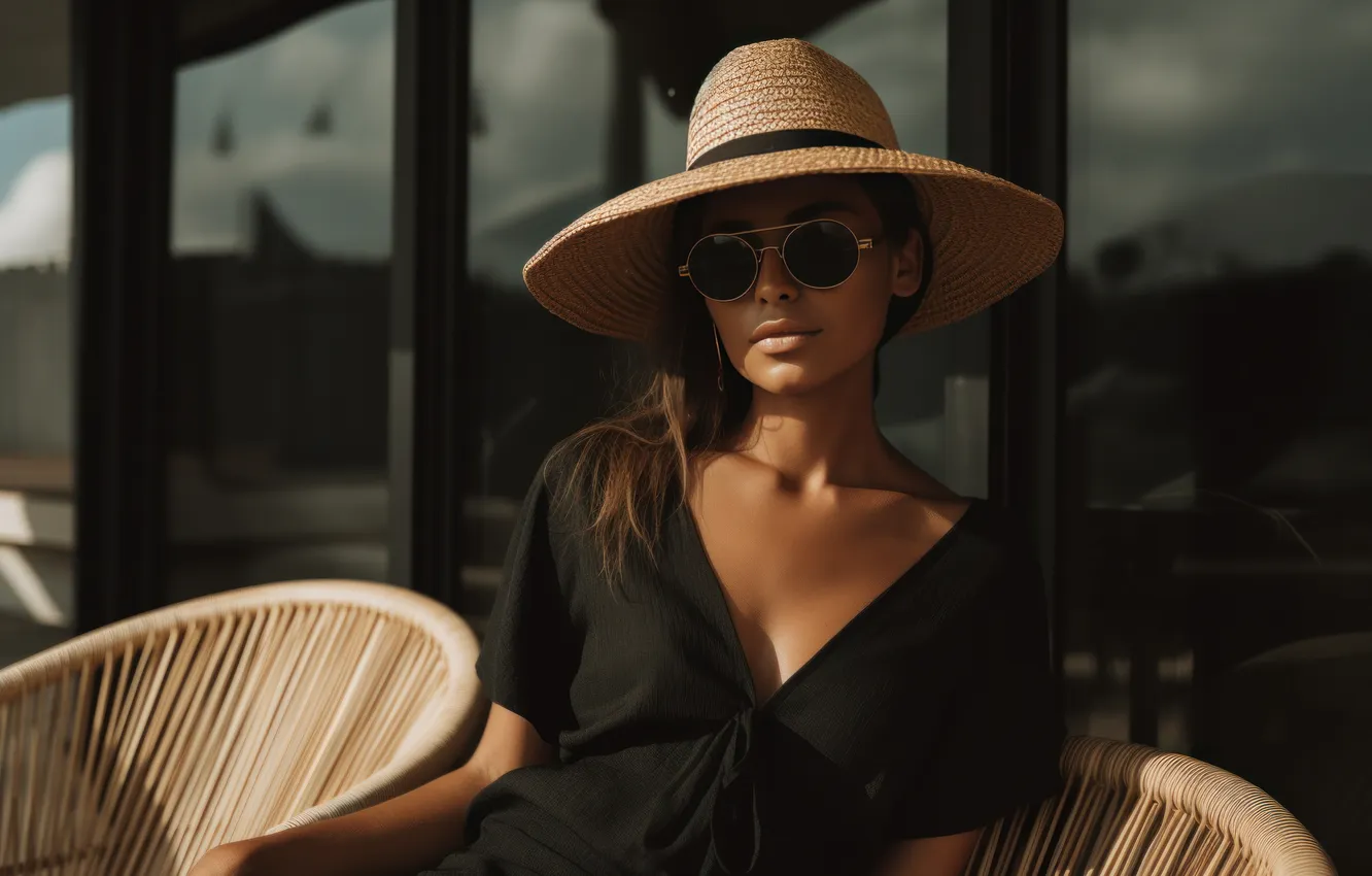 Photo wallpaper summer, look, glass, girl, light, face, the city, reflection